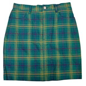 Vintage GAP Women's Green Plaid Knee Length Skirt Size 10 Casual
